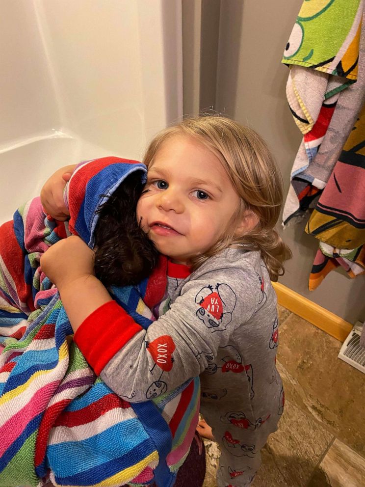 PHOTO: Truett Palmer, a 2-year-old who was sad to leave a hospital therapy dog after receiving heart transplant, has been gifted a pup of his very own.