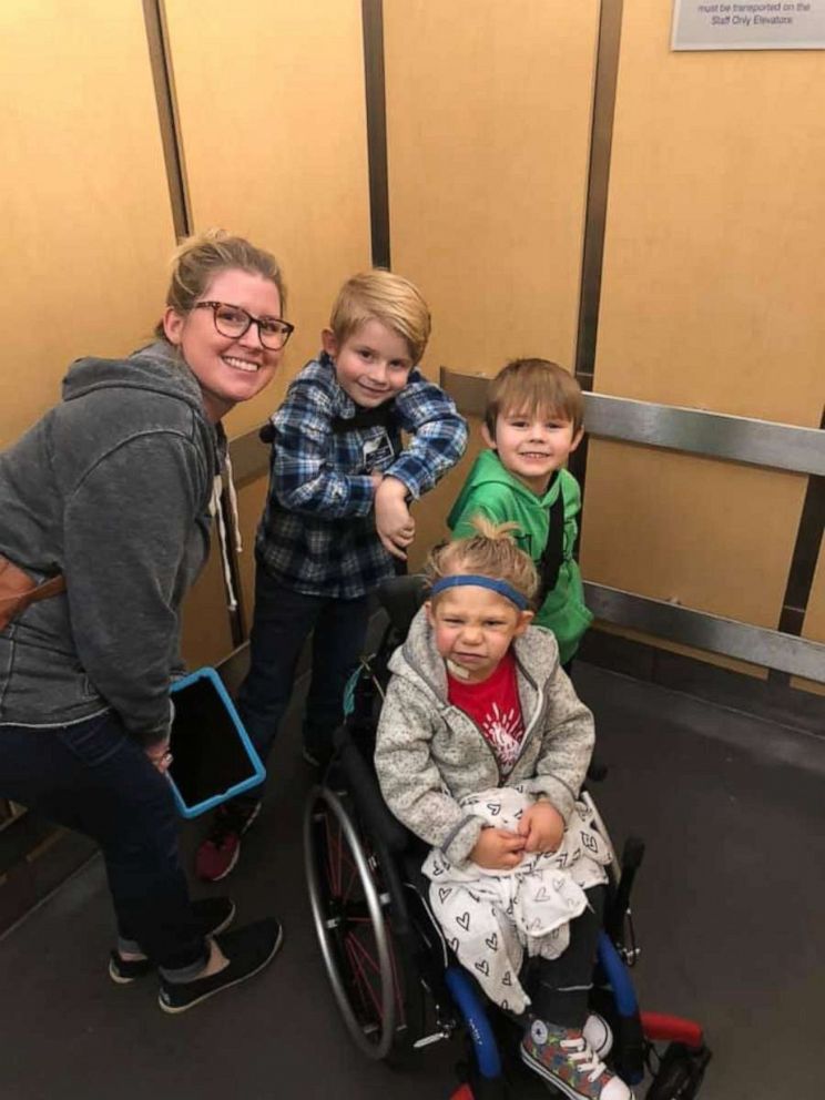 PHOTO: Truett Palmer, a 2-year-old who received a heart transplant, is seen with his mom Danielle and brothers Bowen, 7 and Judson, 5.