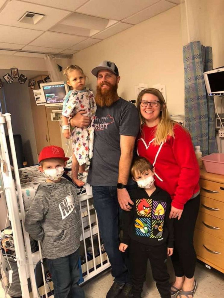 PHOTO: Truett Palmer, a 2-year-old who received a heart transplant, is seen with his mom Danielle, dad Brett and brothers Bowen, 7 and Judson, 5.