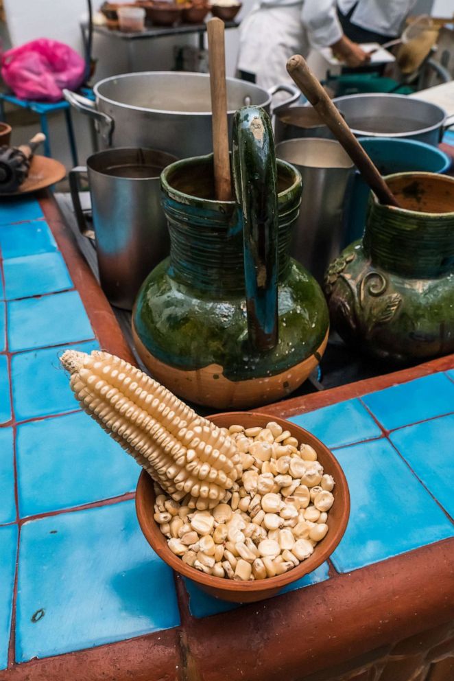 PHOTO: White maize or corn sits in a restaurant in Oaxaca, Mexico, Dec. 17, 2018. 