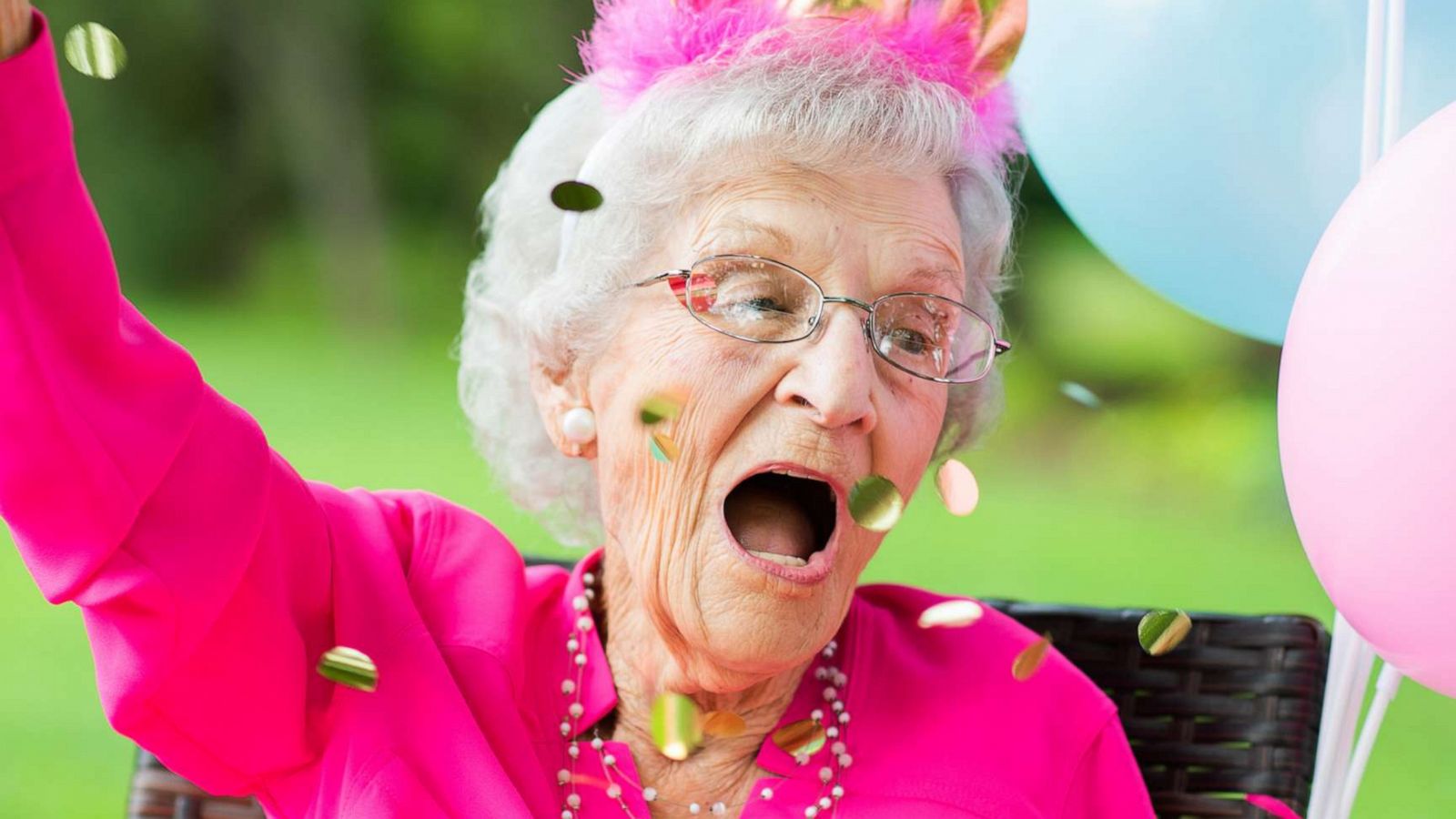 PHOTO: Helen Coggin of High Point, N.C., celebrates her 99th birthday on June 12, 2019, with a photo shoot full of confetti, champagne and balloons.