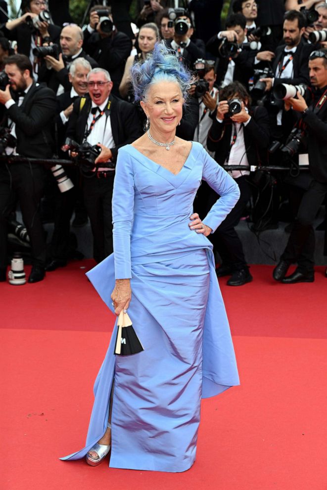 PHOTO: British actress Helen Mirren arrives for the opening ceremony and the screening of the film "Jeanne du Barry" during the 76th edition of the Cannes Film Festival in Cannes, southern France, May 16, 2023.