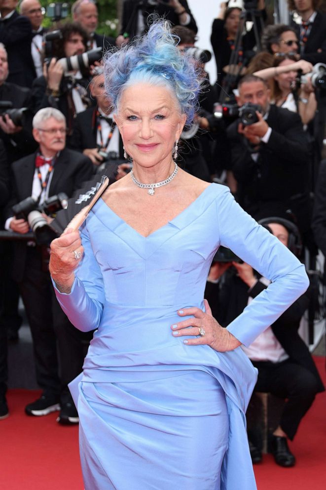 PHOTO: British actress Helen Mirren arrives for the opening ceremony and the screening of the film "Jeanne du Barry" during the 76th edition of the Cannes Film Festival in Cannes, southern France, May 16, 2023.