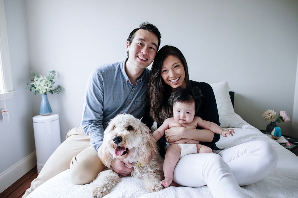 PHOTO: Dr. Helen Mo, her husband and their daughter, Olivia, pose for a picture in their Bay Area home.