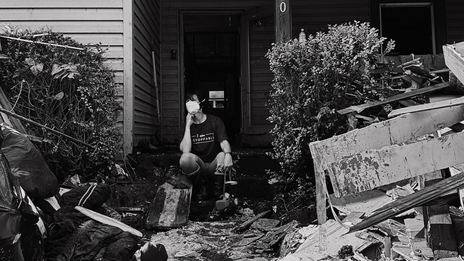 PHOTO: Liz Barker's home in Swannanoa, North Carolina, was flooded during Hurricane Helene.