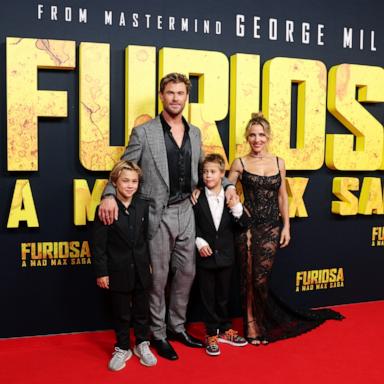 PHOTO: Elsa Pataky and Chris Hemsworth pose alongside their children Tristan and Sasha during the Australian premiere of "Furiosa: A Mad Max Saga," May 2, 2024, in Sydney, Australia. 