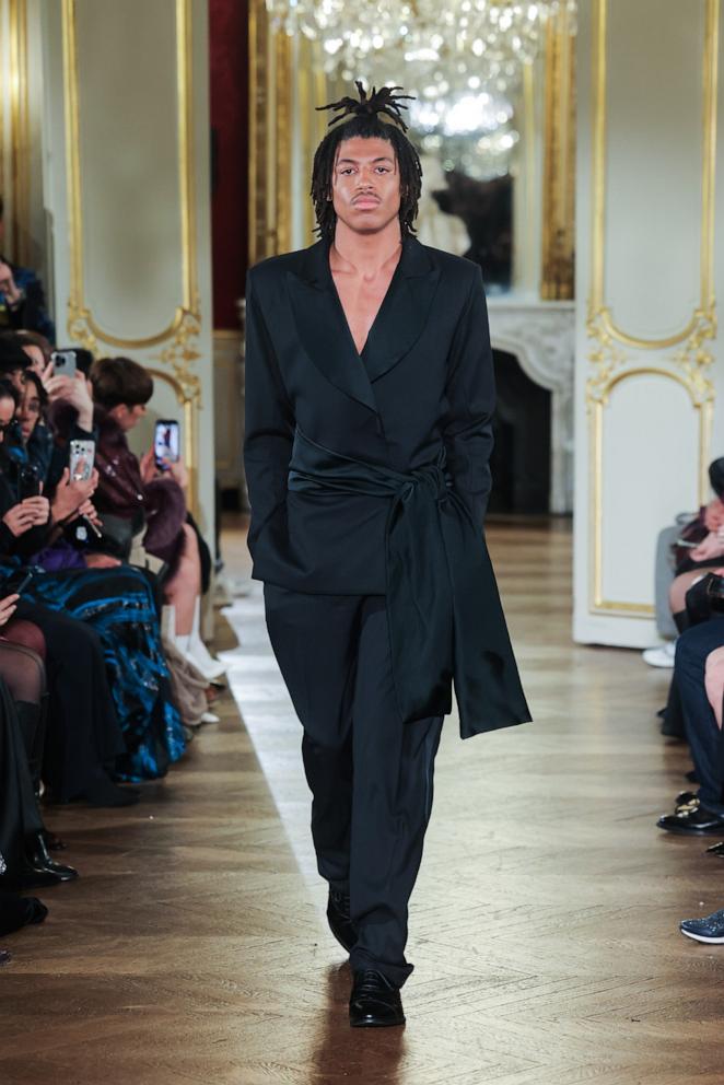 PHOTO: Henry Samuel walks the runway during the Lena Erziak Haute Couture Spring-Summer 2025 show as part of Paris Fashion Week at Hotel Le Marois on Jan. 28, 2025 in Paris.