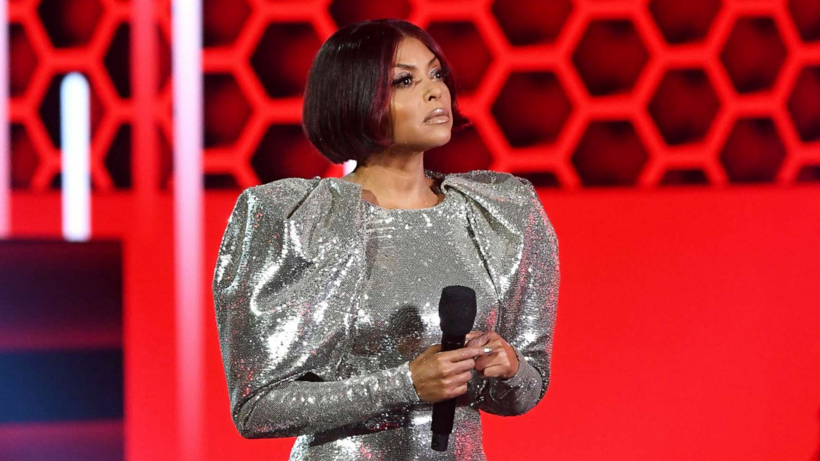 PHOTO: Taraji P. Henson speaks onstage for the 2020 American Music Awards at Microsoft Theater, Nov. 22, 2020, in Los Angeles.