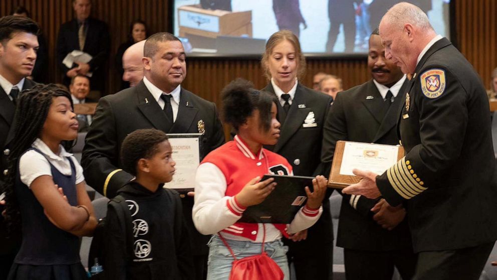 PHOTO: Jaziyah Parker, 12, was honored by the Fort Worth Fire Department in a special ceremony on May 23, 2023.