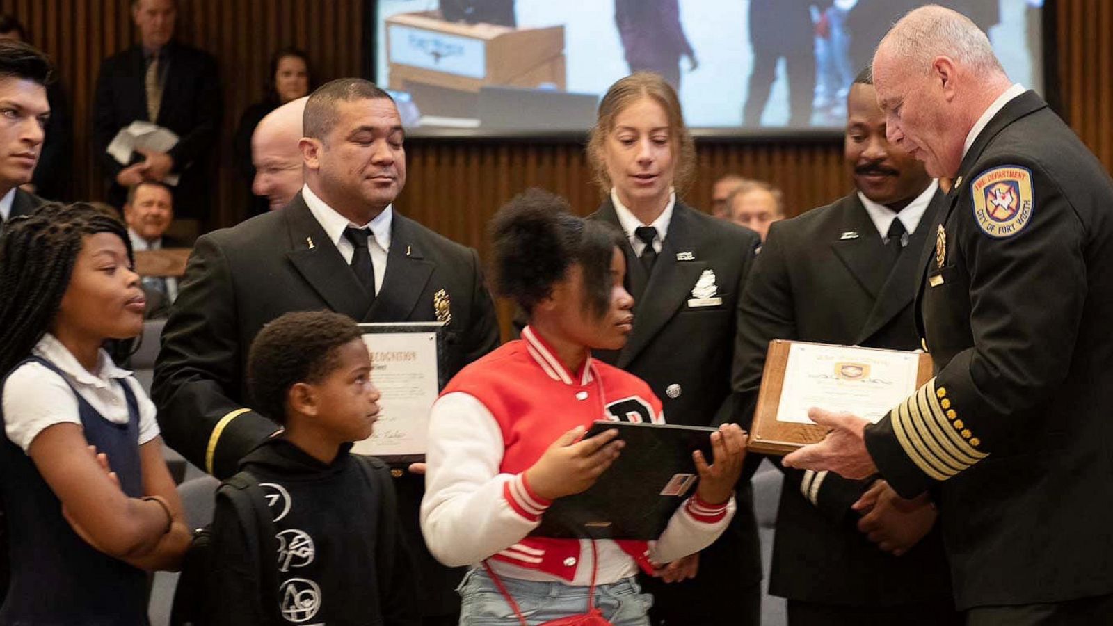 PHOTO: Jaziyah Parker, 12, was honored by the Fort Worth Fire Department in a special ceremony on May 23, 2023.