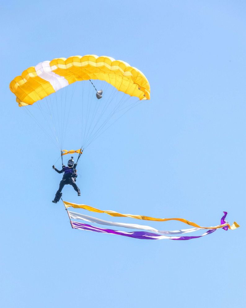 PHOTO: The Highlight Pro Skydiving Team, an all-female team of 11 highly skilled skydivers, is doing a series of jumps at events across the country to mark the 100th anniversary of the passage of the 19th Amendment, guaranteeing women's right to vote.