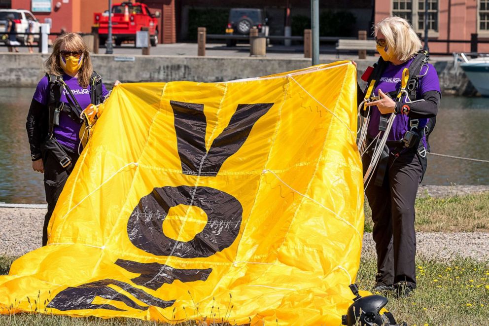 PHOTO: The Highlight Pro Skydiving Team, an all-female team of 11 highly skilled skydivers, is doing a series of jumps at events across the country to mark the 100th anniversary of the passage of the 19th Amendment, guaranteeing women's right to vote.