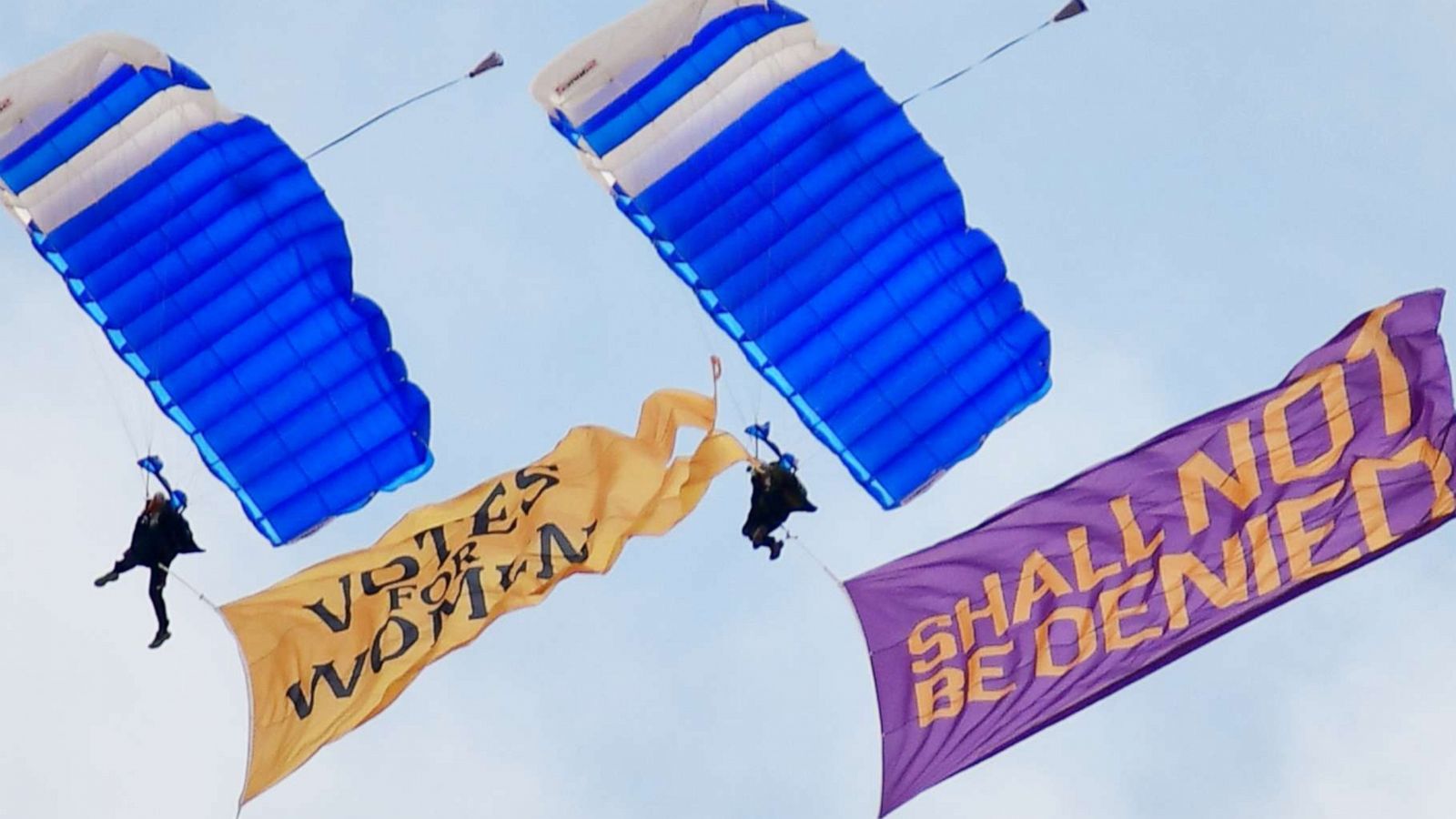 PHOTO: The Highlight Pro Skydiving Team, an all-female team of 11 highly skilled skydivers, is doing a series of jumps at events across the country to mark the 100th anniversary of the passage of the 19th Amendment, guaranteeing women's right to vote.