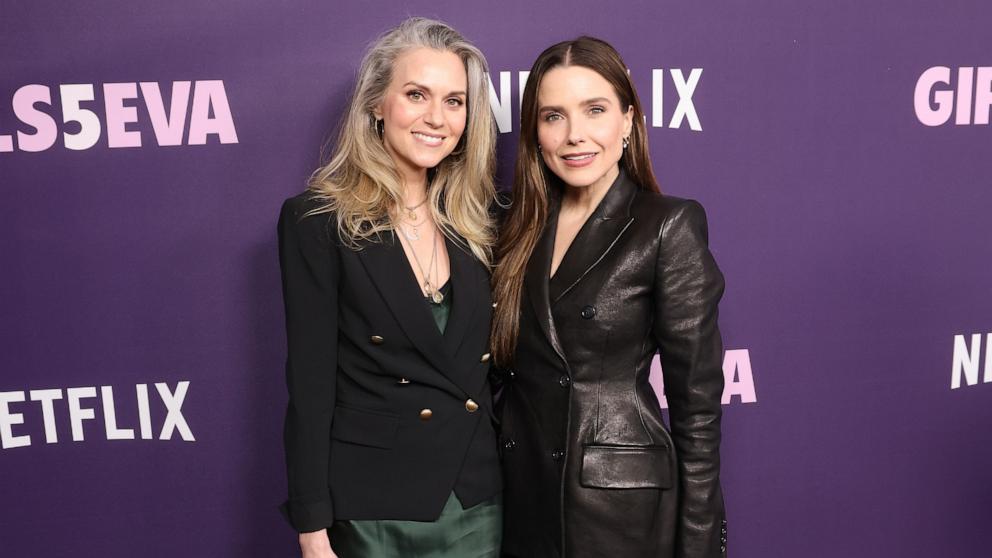 PHOTO: Hilarie Burton and Sophia Bush attend the Netflix "Girls5eva" season premiere at Paris Theater on March 07, 2024 in New York City. 