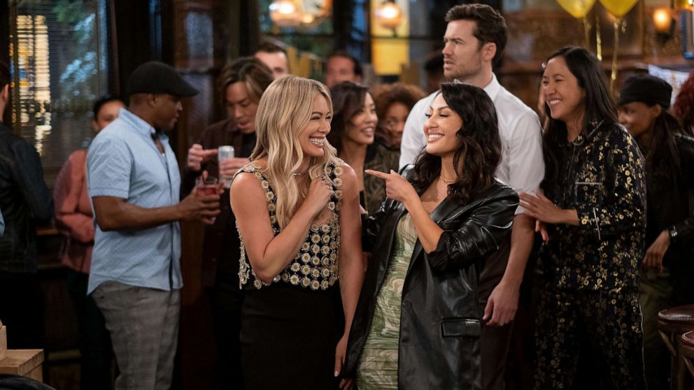 PHOTO: Sophie (Hilary Duff), Valentina (Francia Raisa), Charlie (Tom Ainsley), and Ellen (Tien Tran) are shown in a scene from season 2 of "How I Met Your Father"