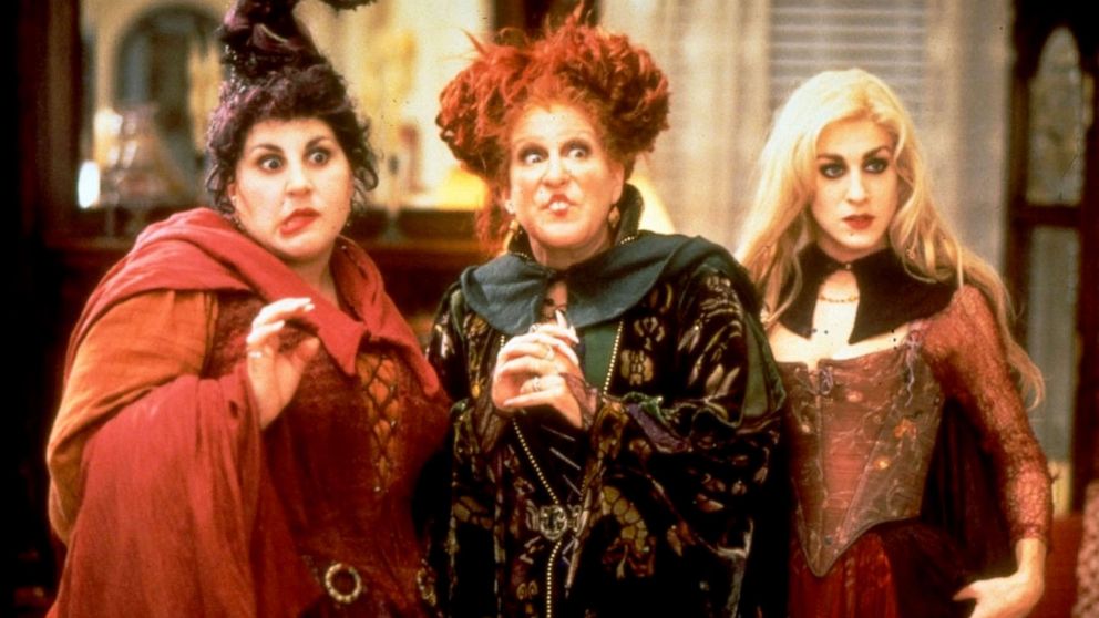 PHOTO: Kathy Najimy, Bette Midler and Sarah Jessica Parker portray the Sanderson Sisters are 17th century witches who were conjured up by unsuspecting pranksters in present-day Salem in "Hocus Pocus".