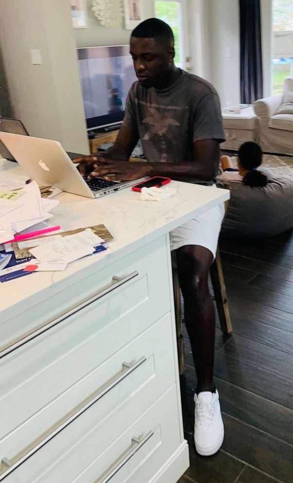 PHOTO: Amonte Green, 20, is seen in an undated photo doing research on a computer at the home of his former middle school teacher, Kate Demory. 