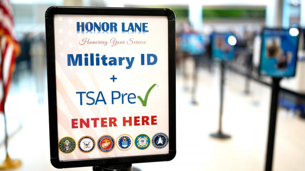 PHOTO: An Honor Lane for military members and their families is seen at the Nashville International Airport, July 17, 2025, in Nashville, Tenn.