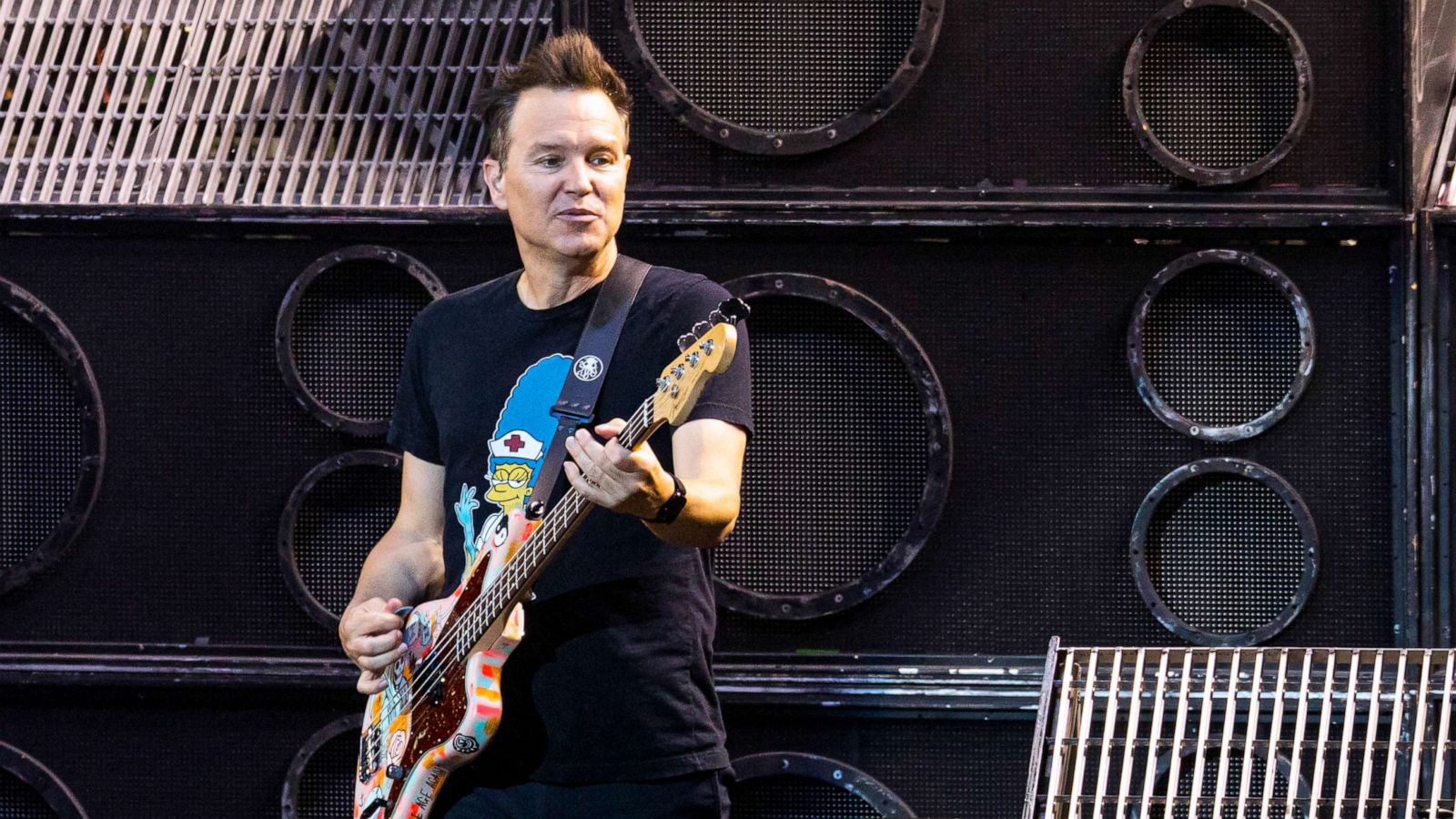 PHOTO: Mark Hoppus of Blink-182 performs,Sept. 10, 2019, in Clarkston, Mich.