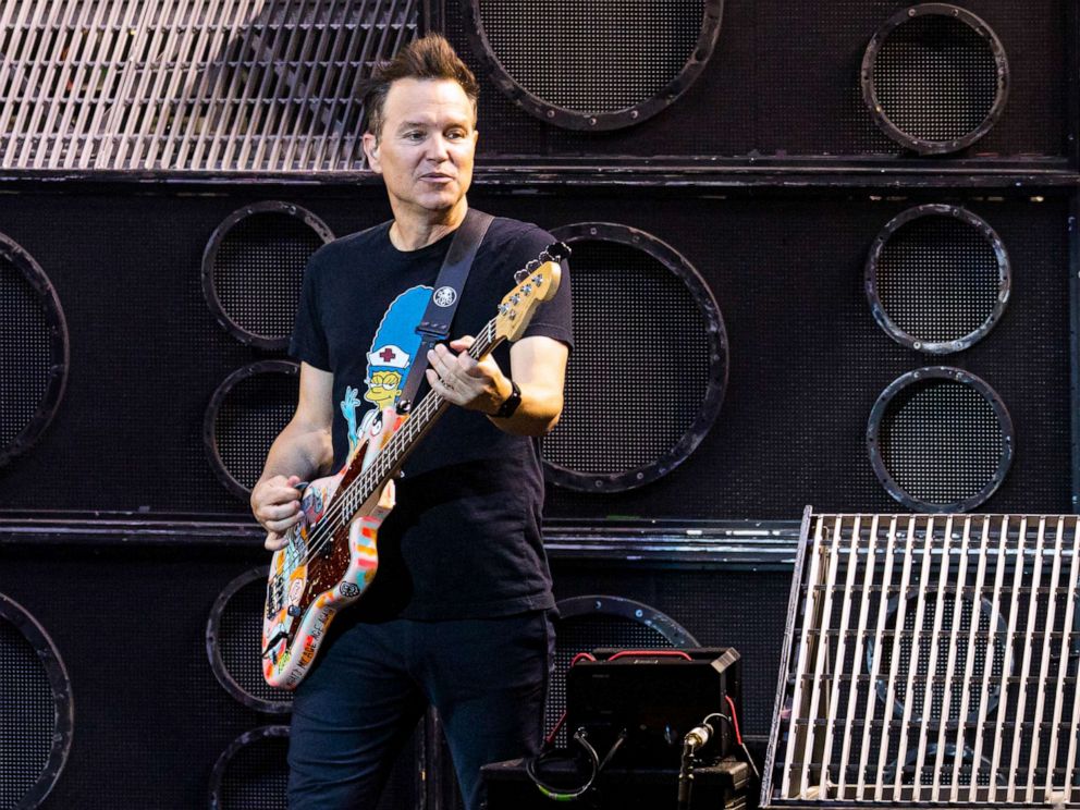 PHOTO: Mark Hoppus of Blink-182 performs,Sept. 10, 2019, in Clarkston, Mich.