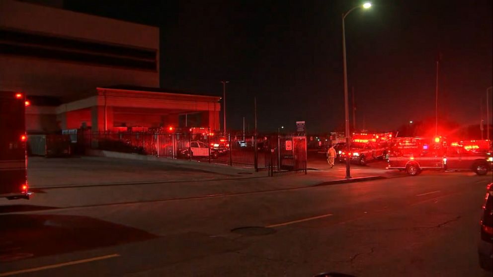 PHOTO: The Los Angeles Fire Department is seen helping staff move patients after White Memorial Hospital lost power, Aug. 22, 2023, in Los Angeles.