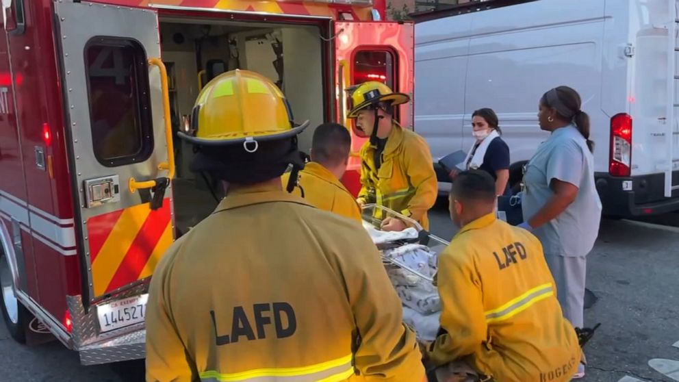 PHOTO: The LAFD helps evacuate infants from White Memorial Hospital, Aug. 22, 2023, in Los Angeles.