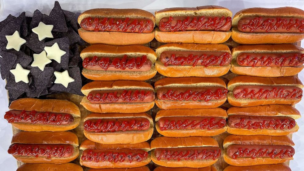 PHOTO: Natasha Feldman created a patriotic flag-inspired hot dog spread.