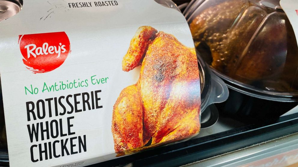 PHOTO: Hot rotisserie chicken is being sold at a supermarket in this undated stock photo.