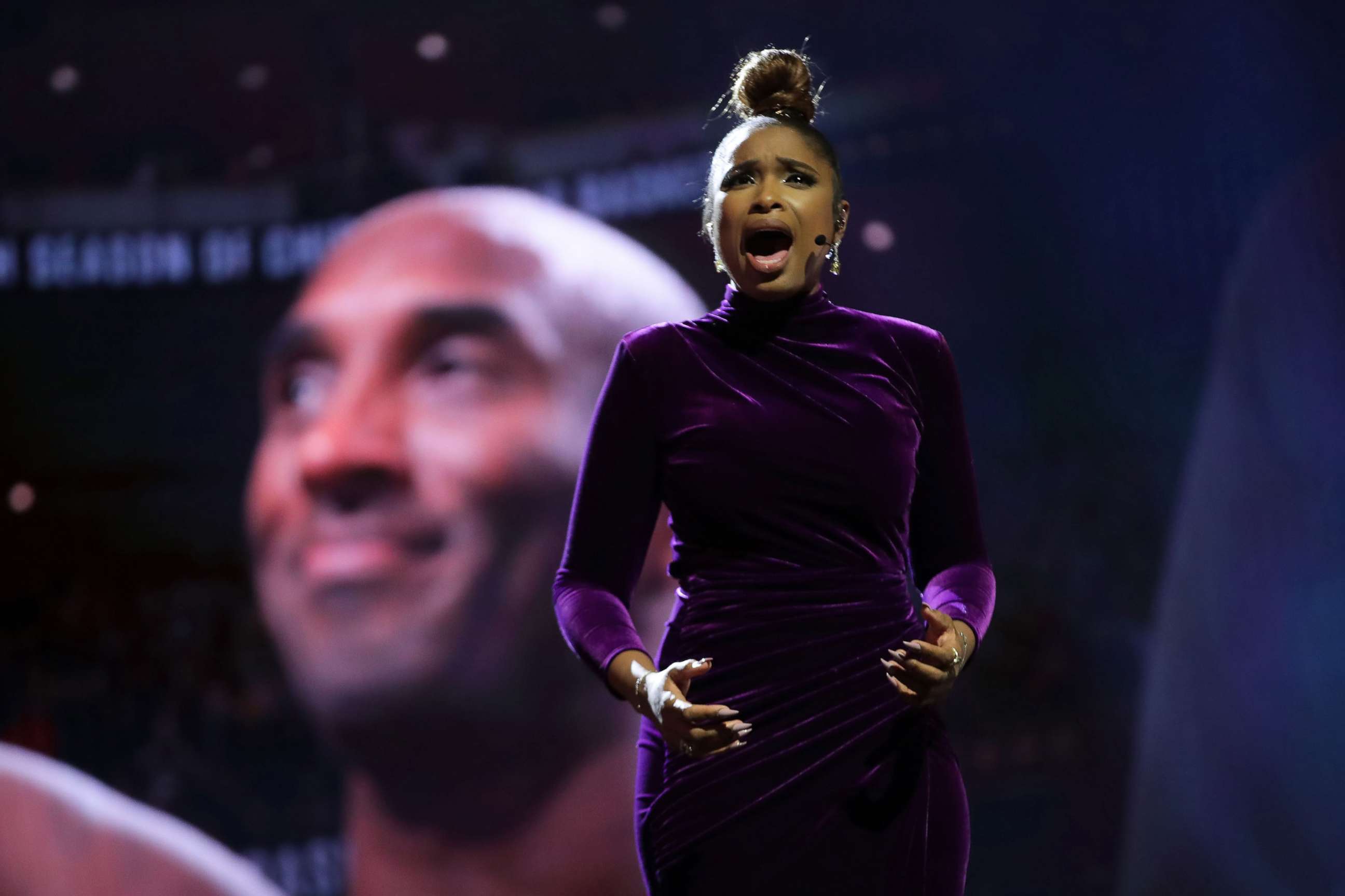 PHOTO: Jennifer Hudson performs a tribute to Kobe Bryant before the NBA All-Star Game at the United Center, Feb. 16, 2020, in Chicago.