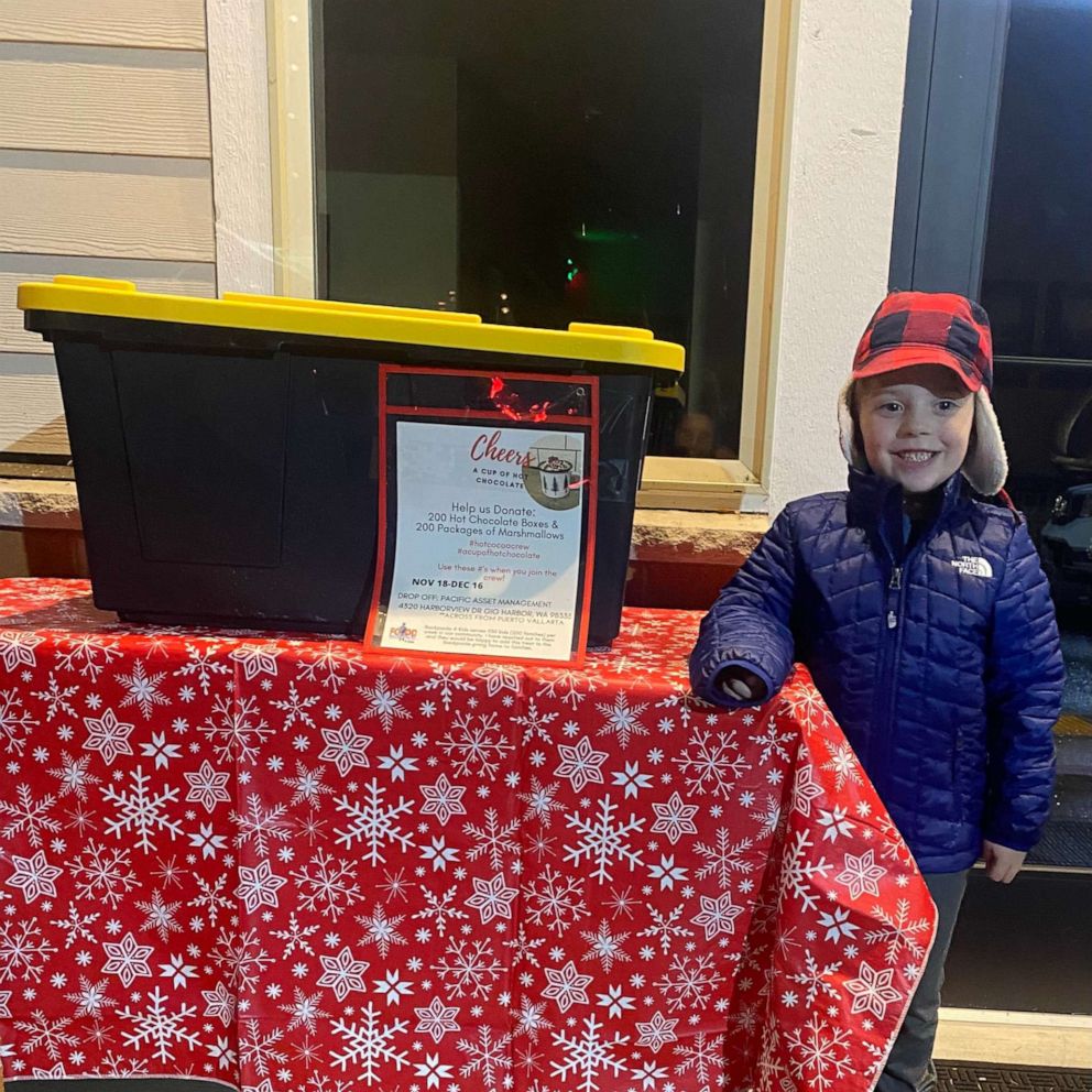 VIDEO: Five-year-old inspires his family to help donate hundreds of hot cocoa packets