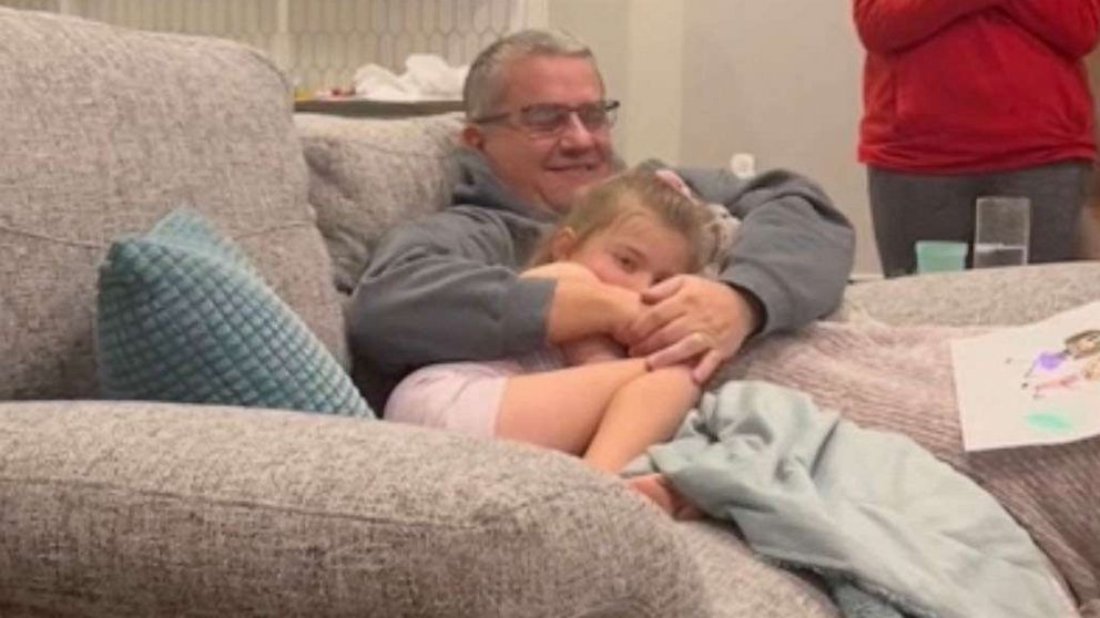 PHOTO: Kelsey Woolverton captured the moment her daughter Austyn asked her grandfather to go to a daddy-daughter dance with her in a video that's now gone viral.