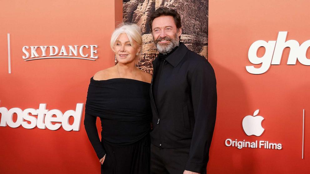 PHOTO: In this April 18, 2023, file photo, Deborra-Lee Furness and Hugh Jackman attend the premiere of "Ghosted" at AMC Lincoln Square Theater in New York.