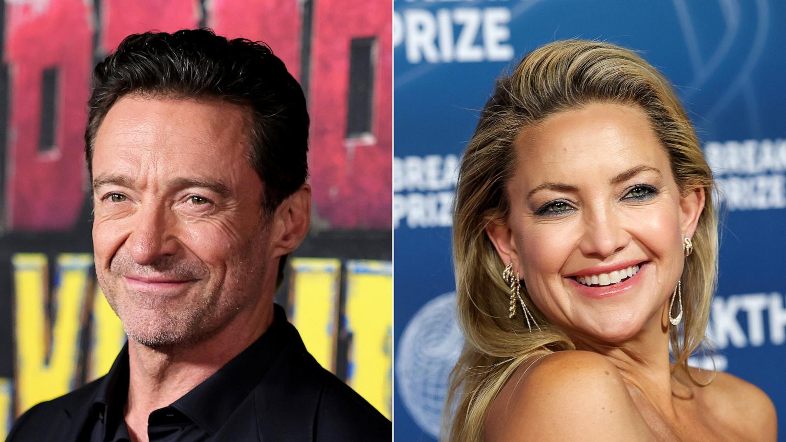 PHOTO: Hugh Jackman attends a premiere on July 22, 2024, in New York. | Kate Hudson attends an event on April 5, 2025, in Santa Monica, Calif.