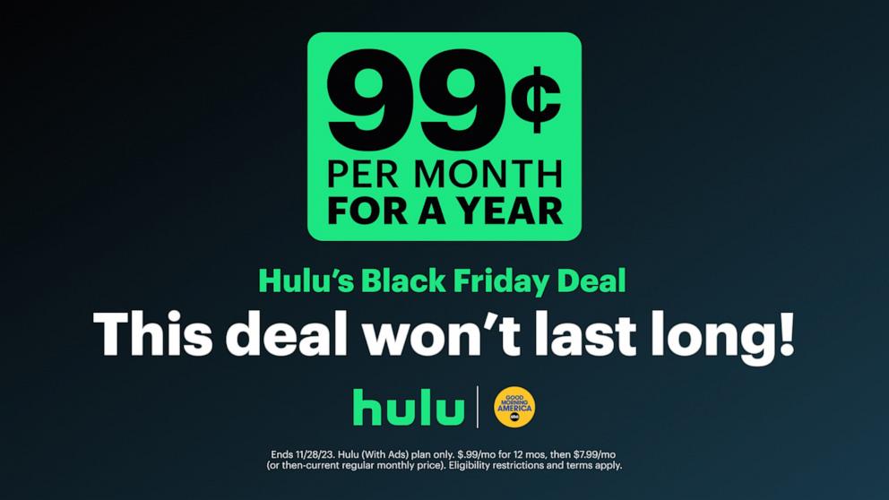 Black Friday 2023: Get Hulu for 99 cents per month for 1 year