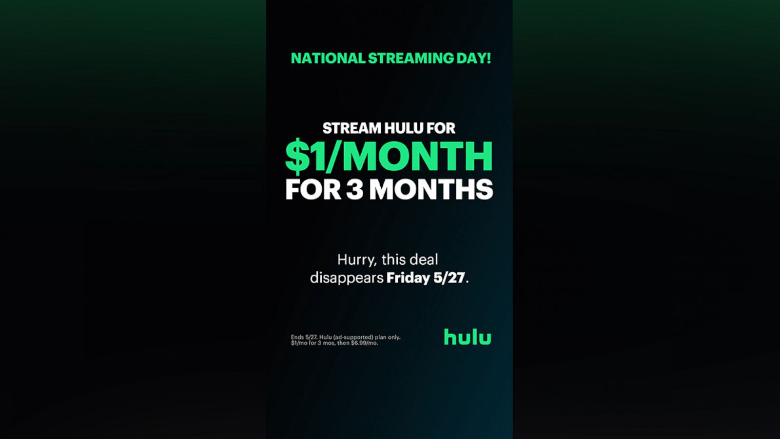 Hulu Offering Limited Time Deal for National Streaming Day