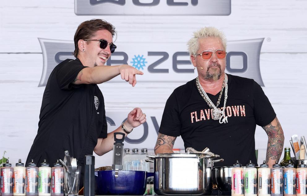 PHOTO: Hunter Fieri, left, and Guy Fieri are seen during the 2024 South Beach Wine and Food Festival, Feb. 24, 2024, in Miami Beach, Fla.