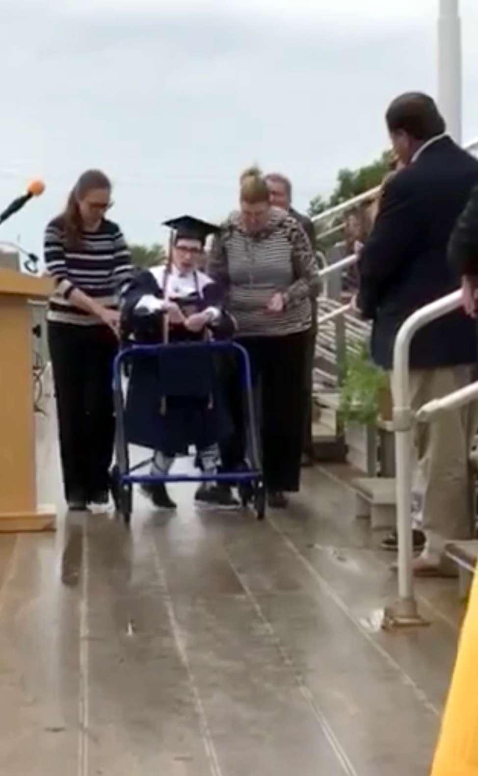 PHOTO: Hunter Wittrock surprised his friends and family when he walked across the stage at Kingfisher High School's 2020 graduation ceremony in Kingfisher, Okla., May 16, 2020.