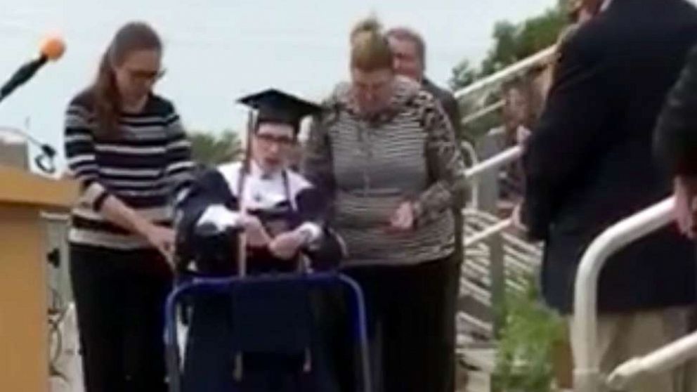 PHOTO: Hunter Wittrock surprised his friends and family when he walked across the stage at Kingfisher High School's 2020 graduation ceremony in Kingfisher, Okla., May 16, 2020.