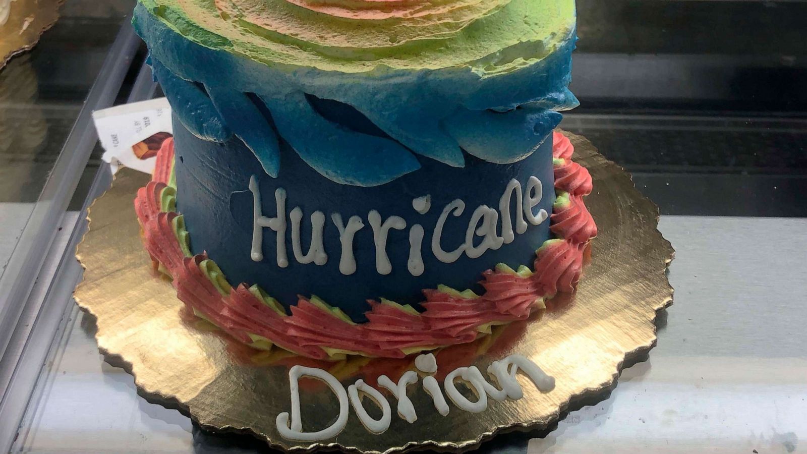 PHOTO: A cake for Hurricane Dorian is shown at a grocery store, Friday, Aug. 30, 2019, in Dania Beach, Fla.