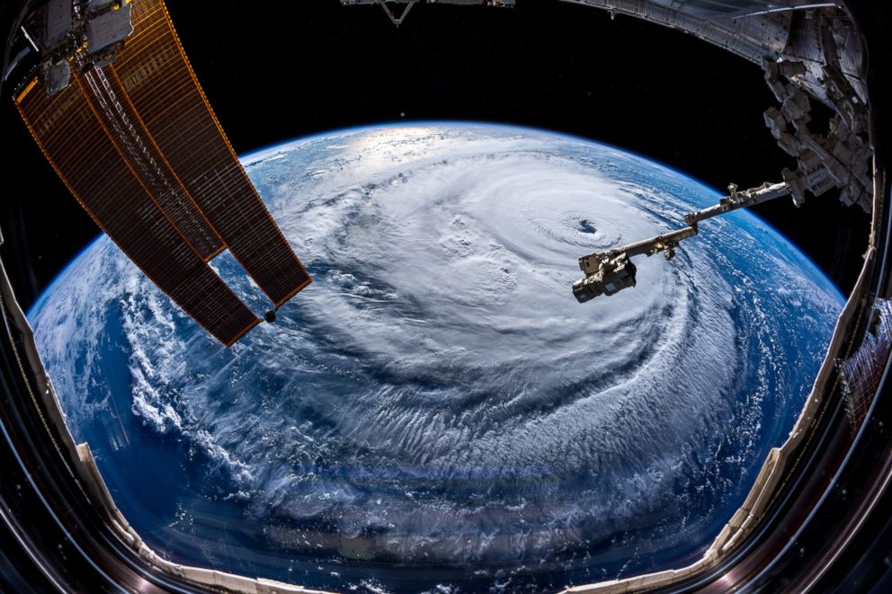 PHOTO: Watch out, America! Hurricane Florence is so enormous, we could only capture her with a super wide angle lens from #ISS, 400 km directly above the eye. Get prepared on the East Coast, this is a no-kidding nightmare coming for you.