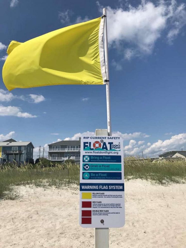 PHOTO: Ali Joy of Ashland, Virginia, is the founder and executive director of Float Don’t Fight -- a campaign dedicated to raising awareness on how to survive a rip current. Seen here is a safety sign in Atlantic Beach, North Carolina.