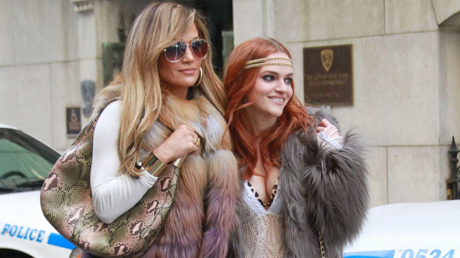 PHOTO: Jennifer Lopez and Madeline Brewer are seen on the set of the "Hustlers, "April 1, 2019, in New York City.