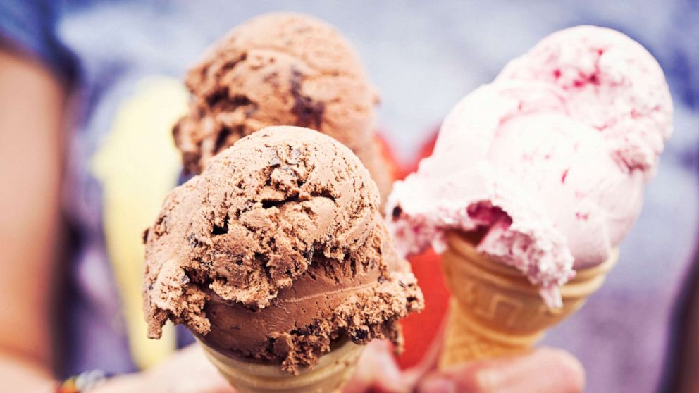 PHOTO: Stock photo of a girl holding ice cream cones.