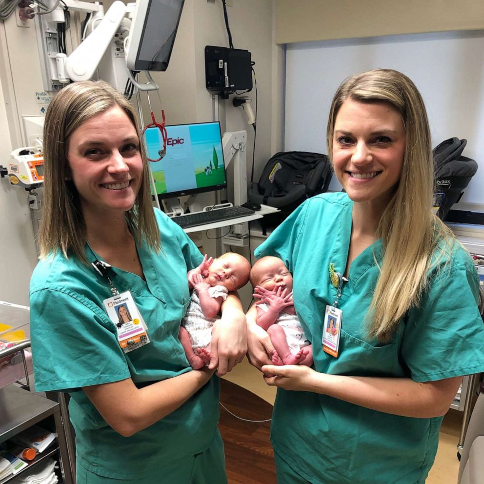 VIDEO: Identical twin nurses help deliver identical twin girls in hospital where they work 
