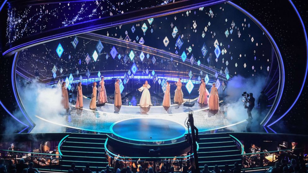 PHOTO: Idina Menzel performs onstage during the 92nd Oscars at the Dolby Theatre in Hollywood, Calif., Feb. 9, 2020.