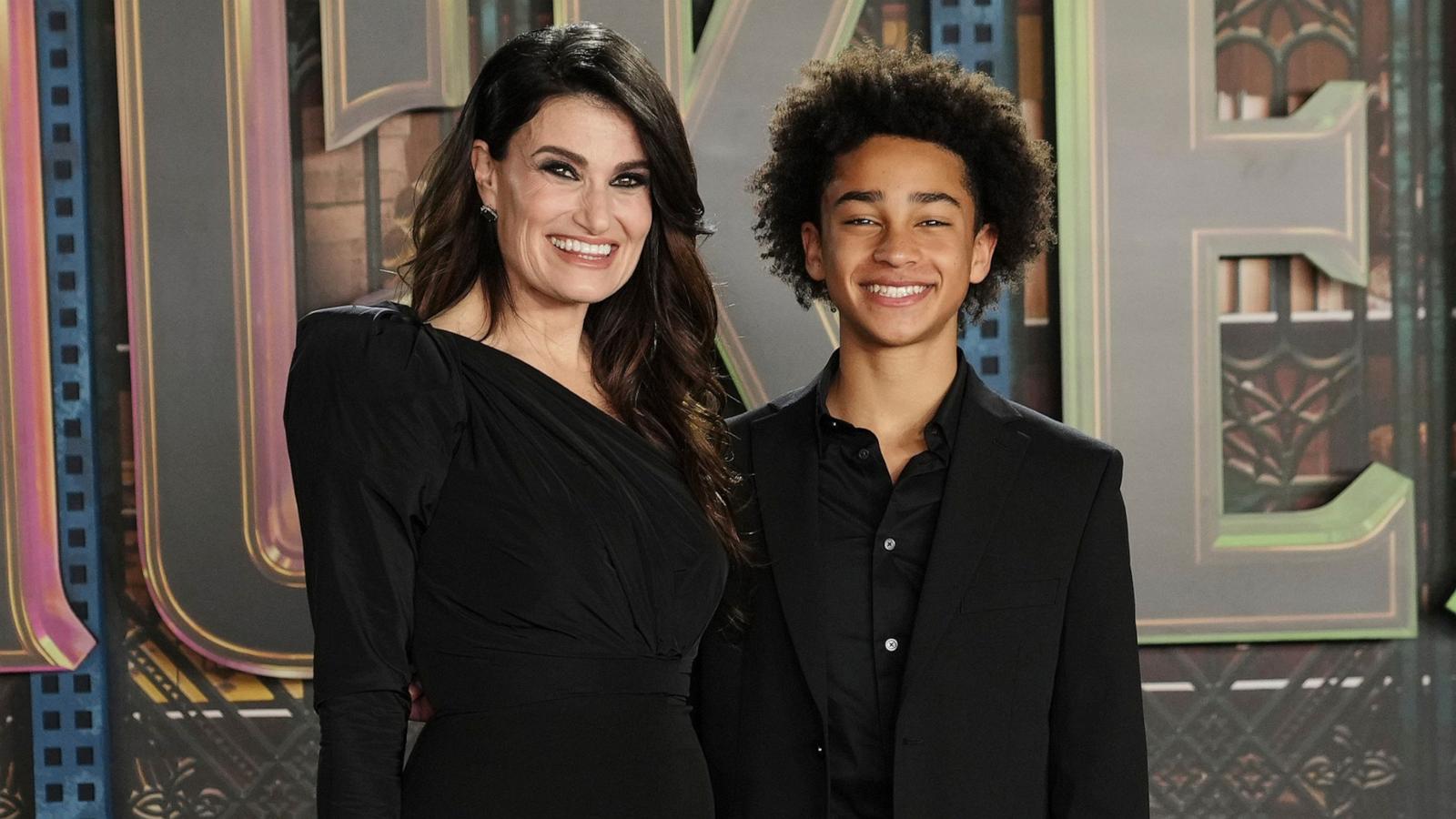 PHOTO: Idina Menzel and her son Walker at the Universal Pictures' WICKED Los Angeles Premiere held at the Dorothy Chandler Pavilion in Los Angeles on Nov. 9, 2024.