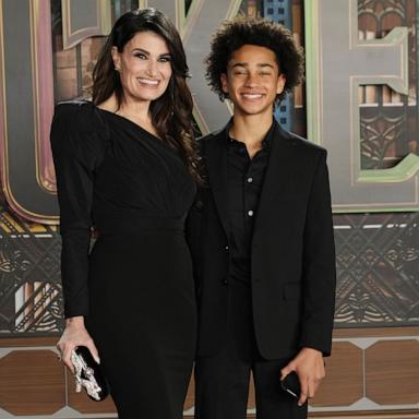 PHOTO: Idina Menzel and her son Walker at the Universal Pictures' WICKED Los Angeles Premiere held at the Dorothy Chandler Pavilion in Los Angeles on Nov. 9, 2024. 