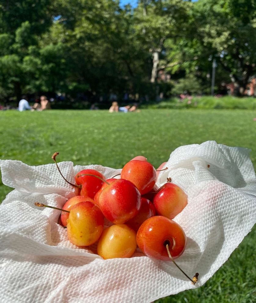 PHOTO: A handful of fresh cherries.