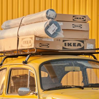 PHOTO: A group of boxes from Ikea sit on top of a car outside their store in Izmir, Turkey.