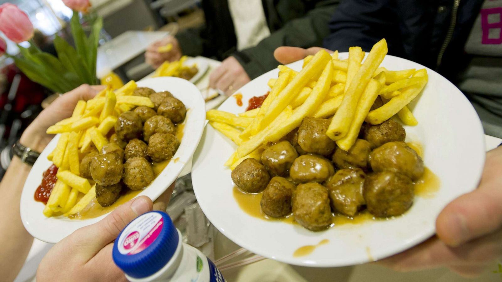 PHOTO: Meat balls are served in a restaurant of Ikea in Amsterdam, March 23, 2013.